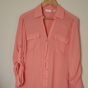 EUC New York & Company Orange Cuffed Sleeve Size L